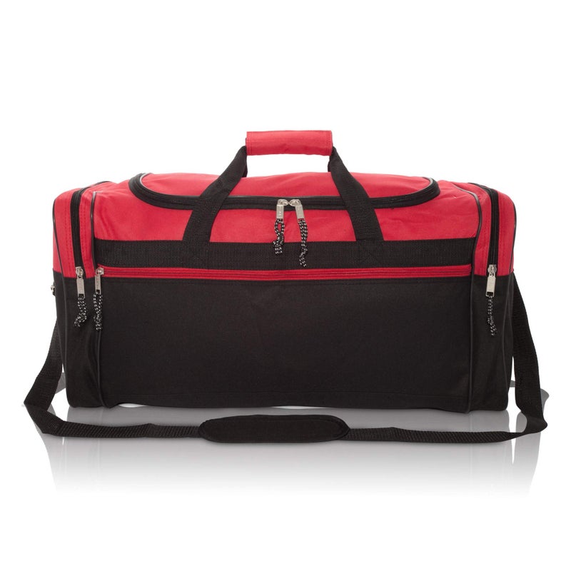 DALIX 25" Extra Large Vacation Travel Duffle Bag in Red and Black - Image 2
